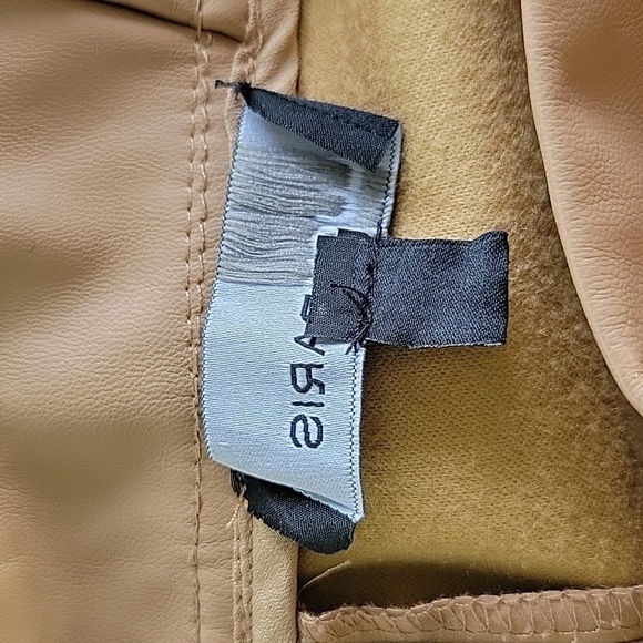 Lucy Paris S Faux Leather Tan Paperbag Pants Tie Waist Ankle Wrap Chic Neutral - Picture 11 of 13